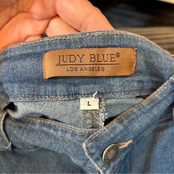 NWT Judy Blue Size Large High Waisted Distressed Blue Jeans - Picture 3 of 6